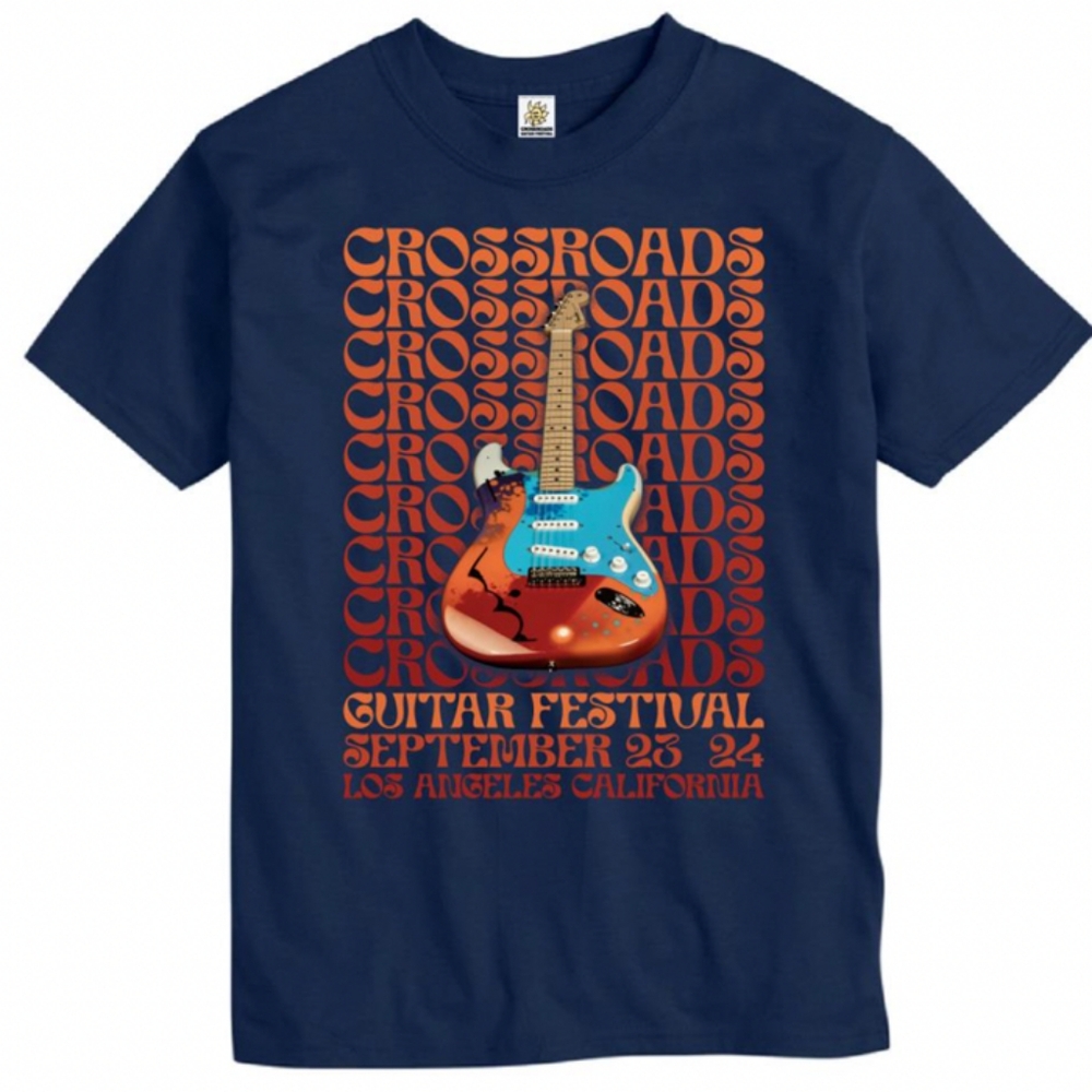 CROSSROADS GUITAR FESTIVAL 2023 T shirt Mens XL navy blue EUC Eric Clapton